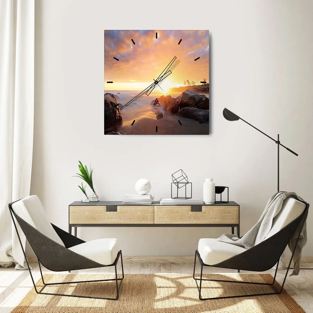 Nástenné hodiny - Svetlý večerný vánok - 40x40 cm