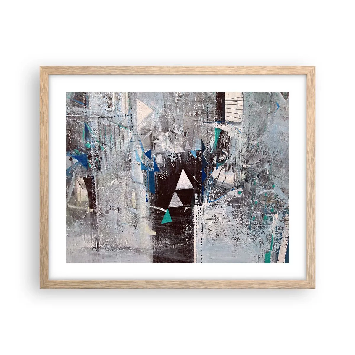 Plagát v ráme zo svetlého duba - Prednostné poradie trojuholníkov - 50x40 cm
