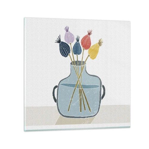 Obraz na skle - Makové kvety - 30x30 cm