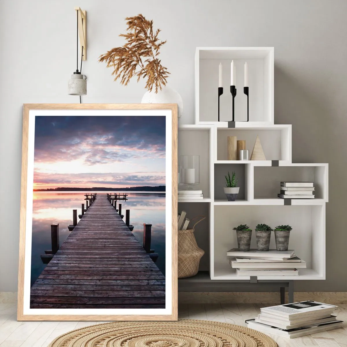 Plagát v ráme zo svetlého duba - Tichá hranica medzi dňom a nocou - 61x91 cm