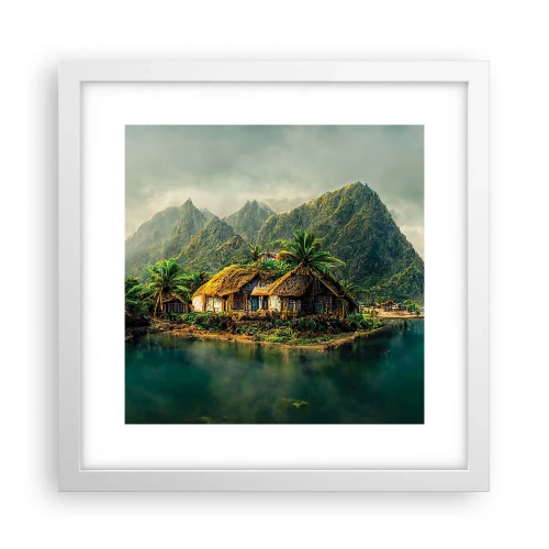 Plagát v bielom ráme - Tropický raj - 30x30 cm