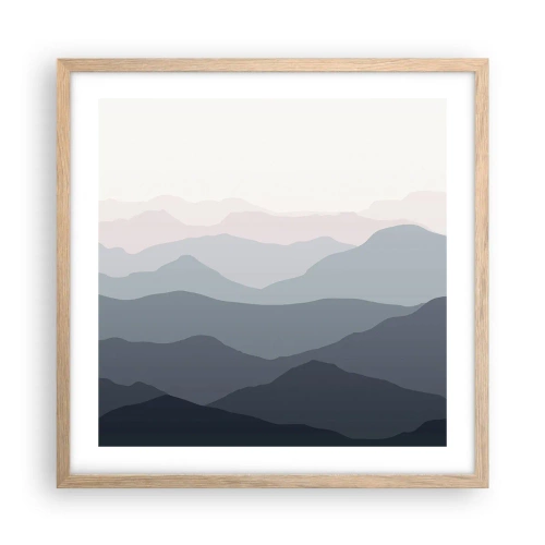 Plagát v ráme zo svetlého duba - Vlny hôr - 50x50 cm