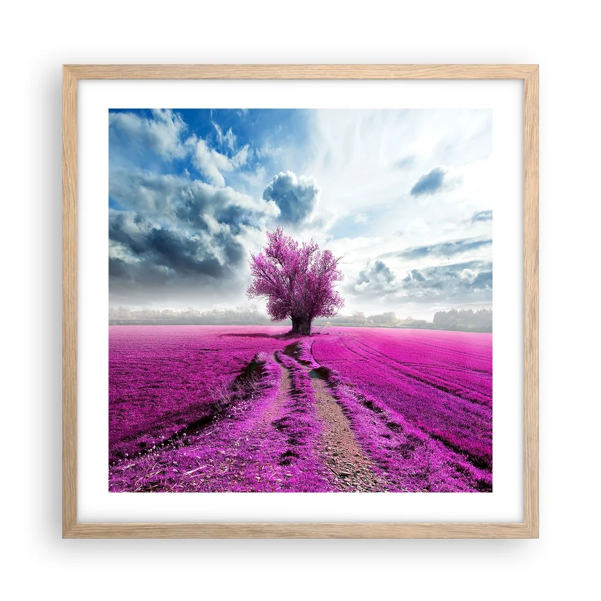 Plagát v ráme zo svetlého duba - Vresoviská - divočina - 50x50 cm