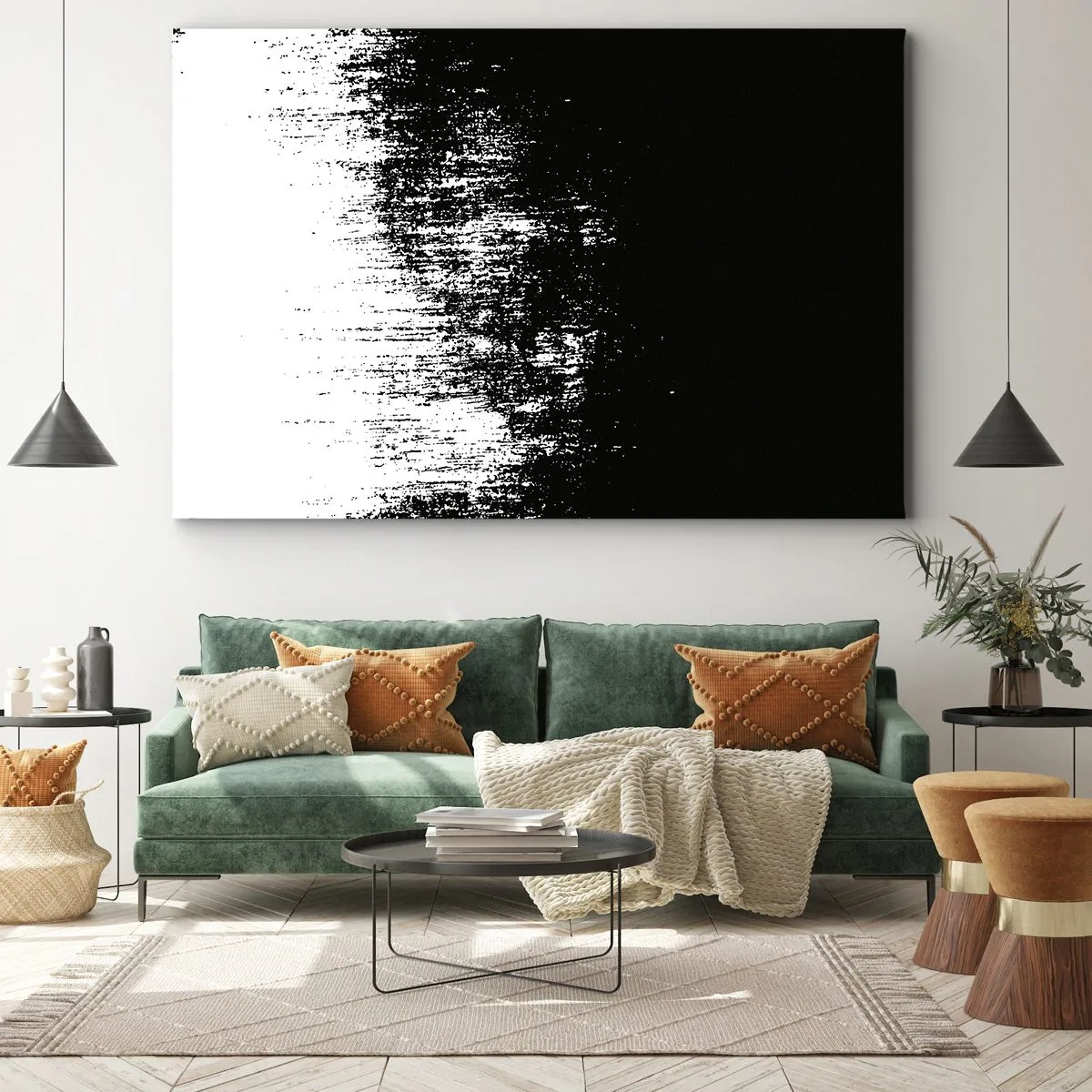 Obraz na plátne - Minimalistická abstrakcia v čiernej a bielej farbe - 70x50cm - Víťazom sa stáva... - Moderná nástenná dekorácia do obývacej izby a spálne ARTTOR
