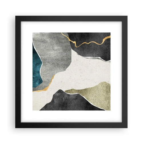 Plagát v čiernom ráme - Mozaiková kompozícia so zlatou niťou - 30x30 cm