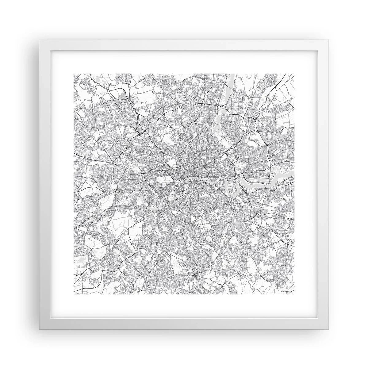Plagát v bielom ráme - Mapa londýnskeho labyrintu - 40x40 cm