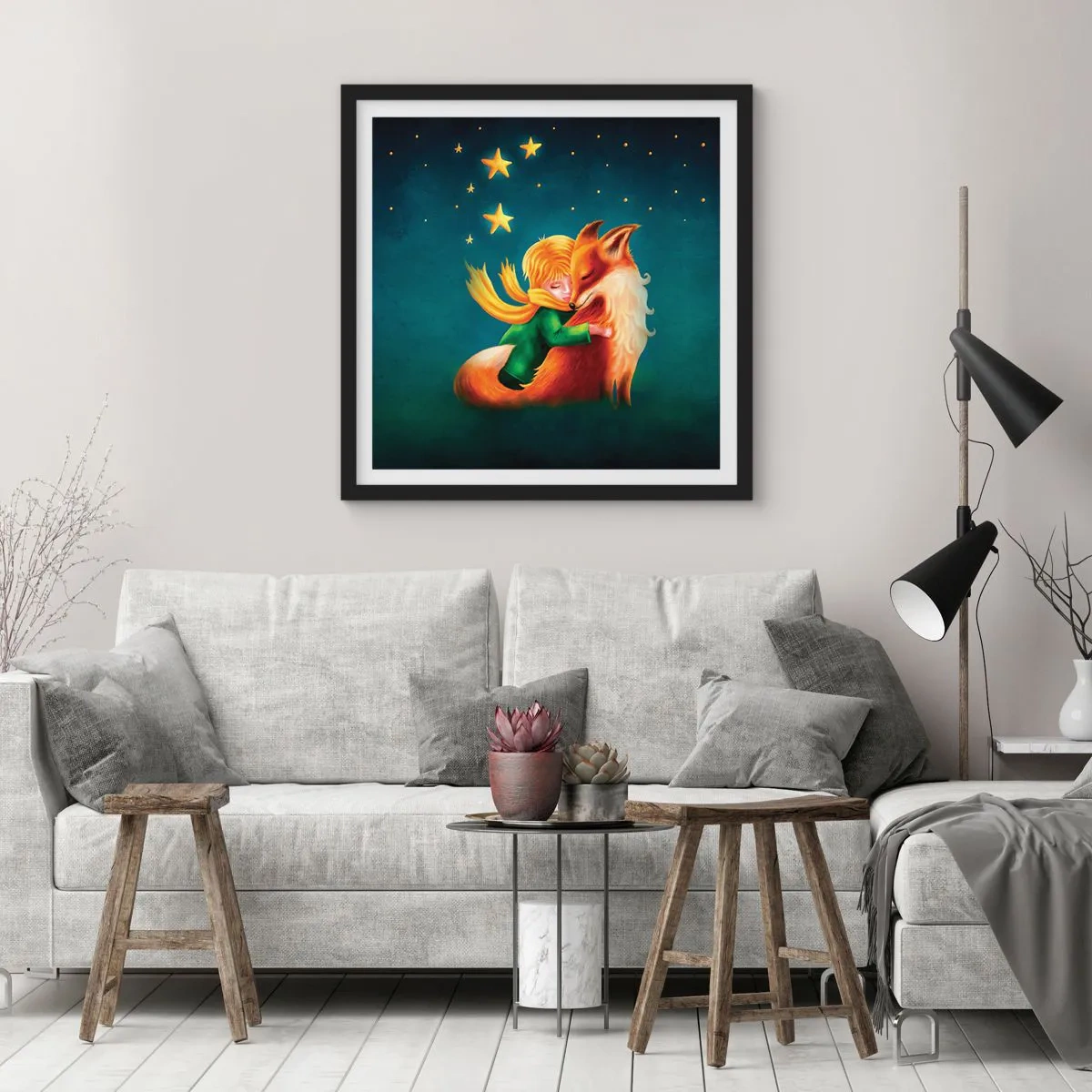 Plagát v čiernom ráme - Malý princ - 60x60 cm