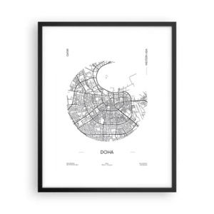 Plagát v čiernom ráme - Anatómia Dauhy - 40x50 cm