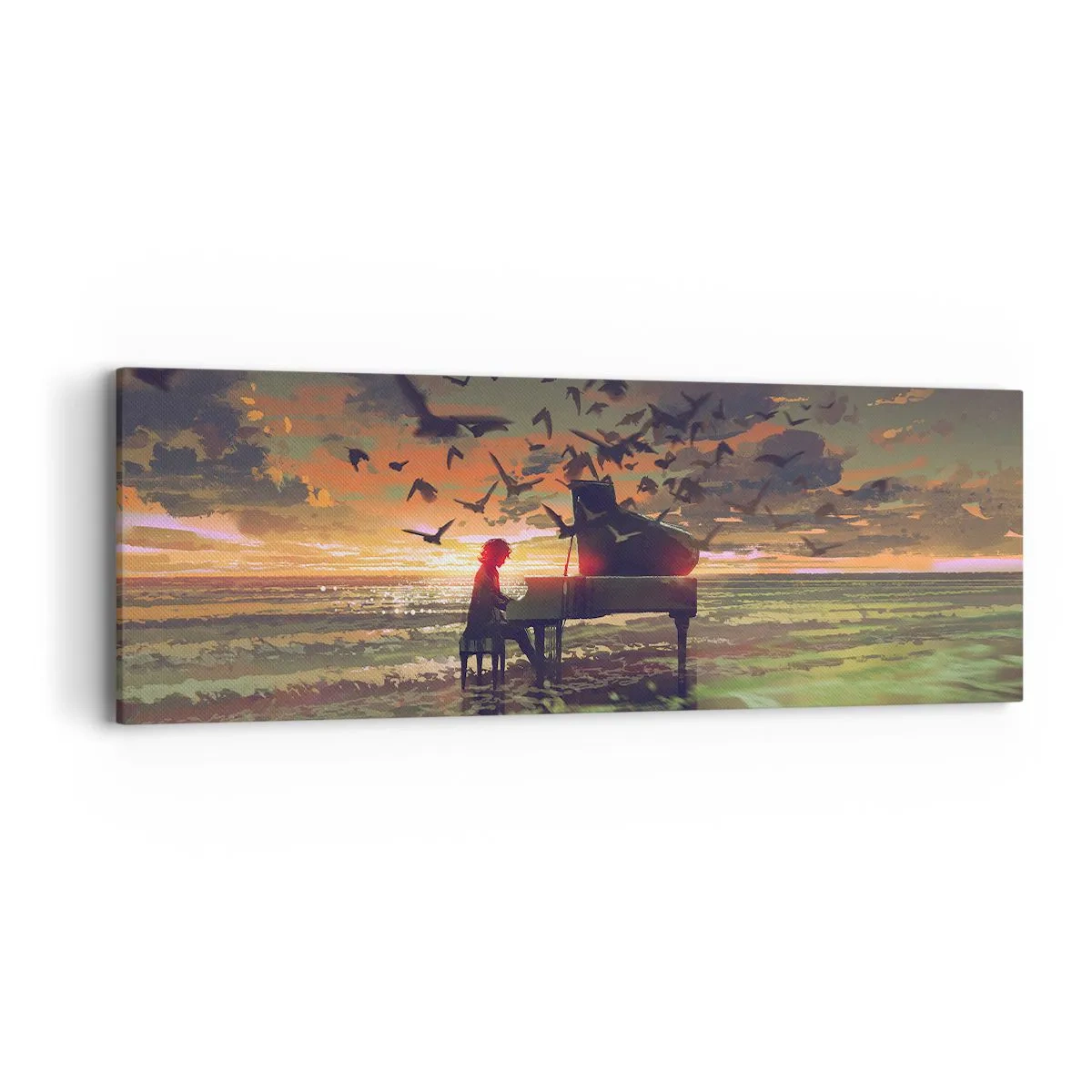 Obraz na plátne - Koncert na piano a vlny - 90x30 cm