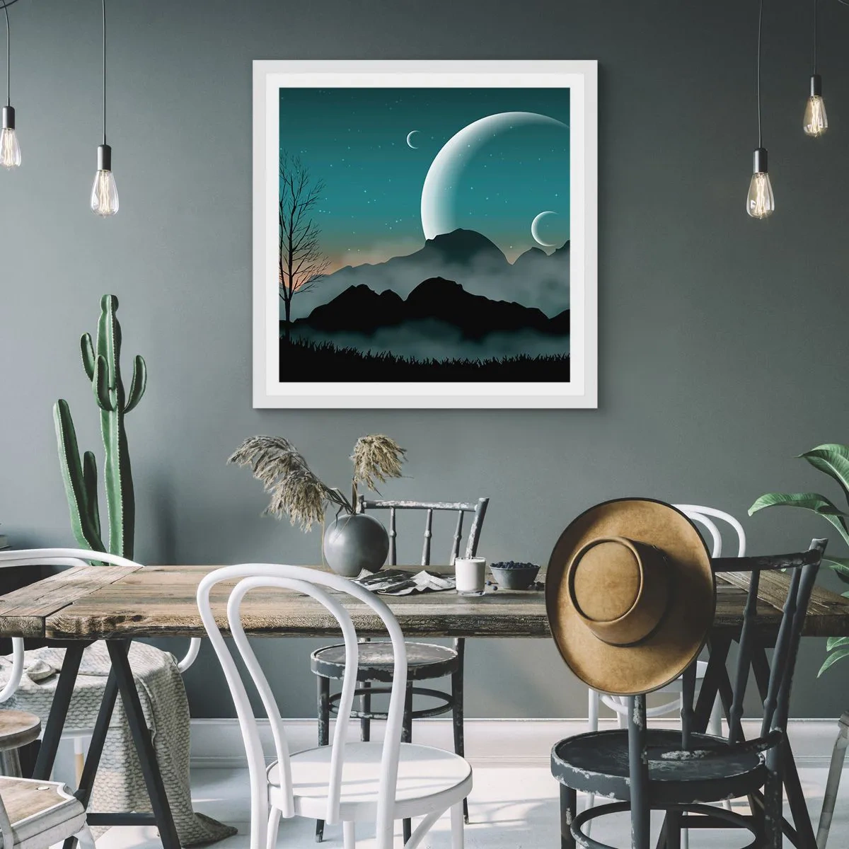 Plagát v bielom ráme - Karneval hviezdnej noci - 30x30 cm