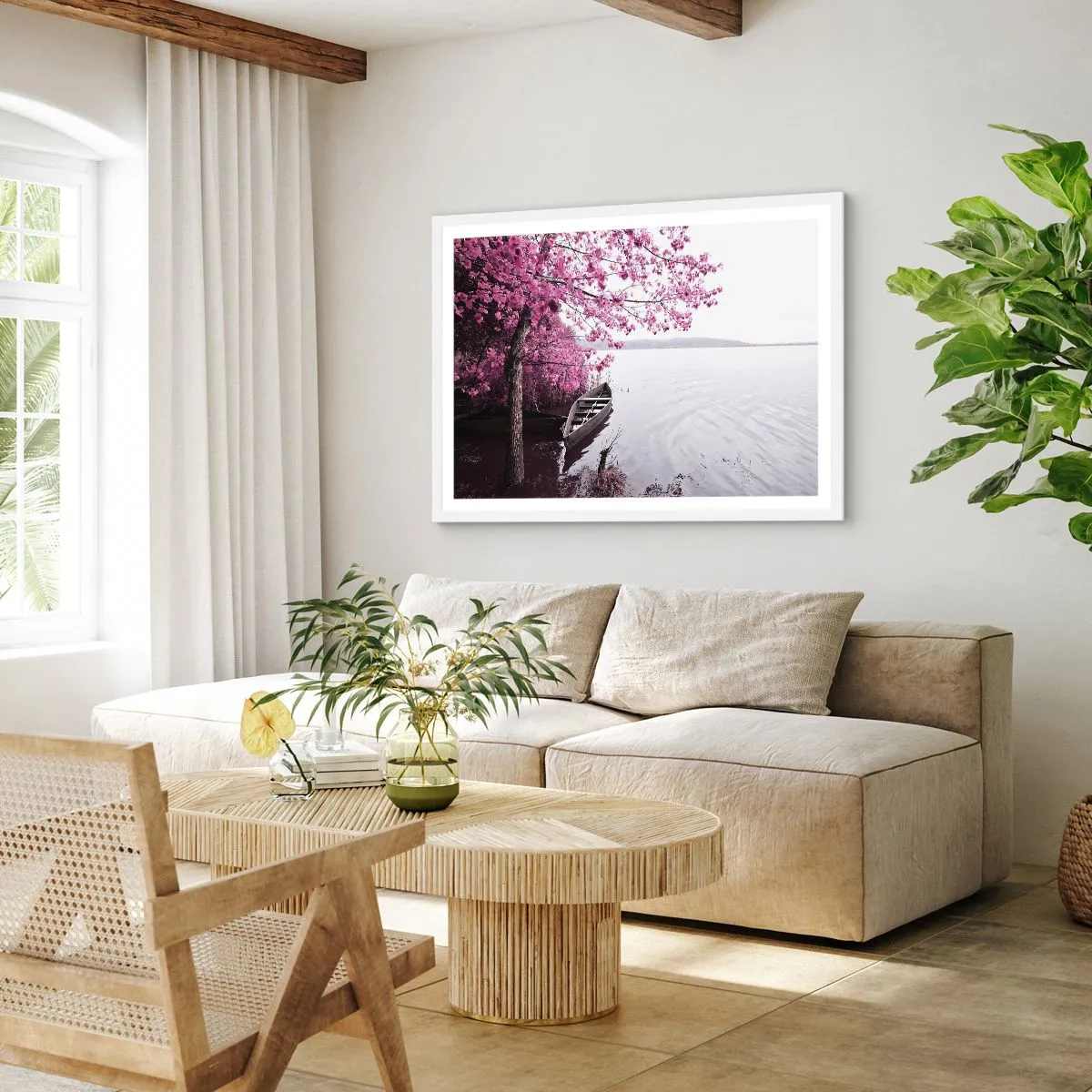 Plagát v bielom ráme - V ružovom tichu - 70x50 cm