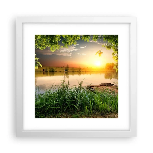 Plagát v bielom ráme - Krajina v zelenom ráme - 30x30 cm