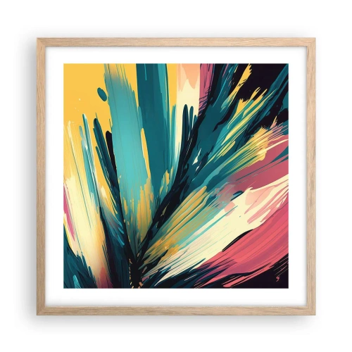 Plagát v ráme zo svetlého duba - Kompozícia – explózia radosti - 50x50 cm