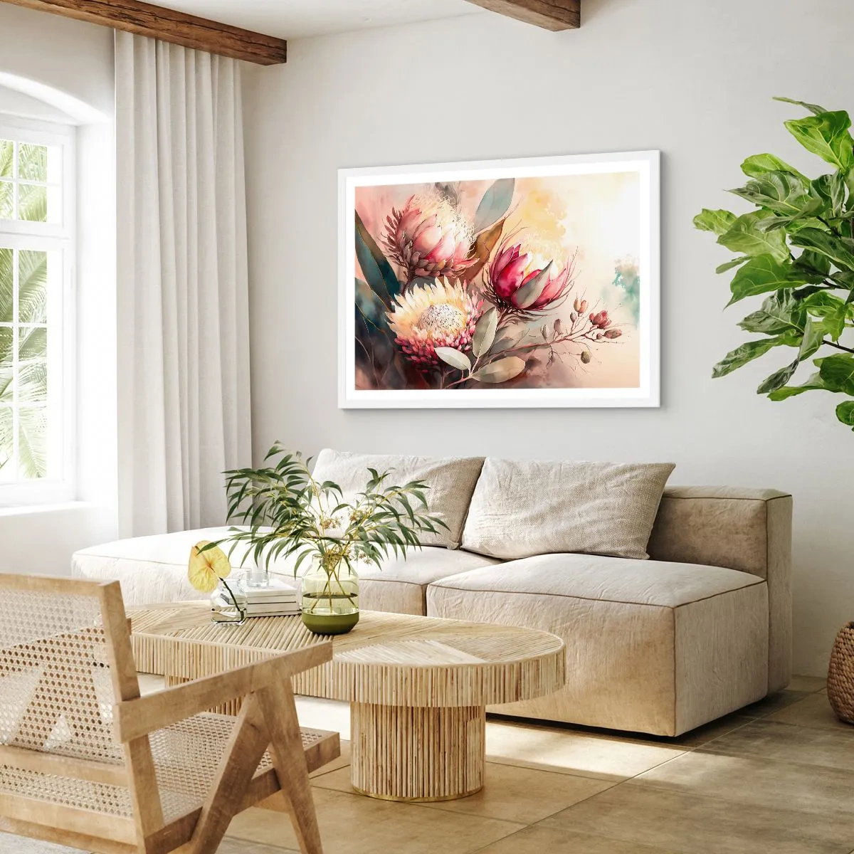 Plagát v bielom ráme - Z profilu a en face - 100x70 cm