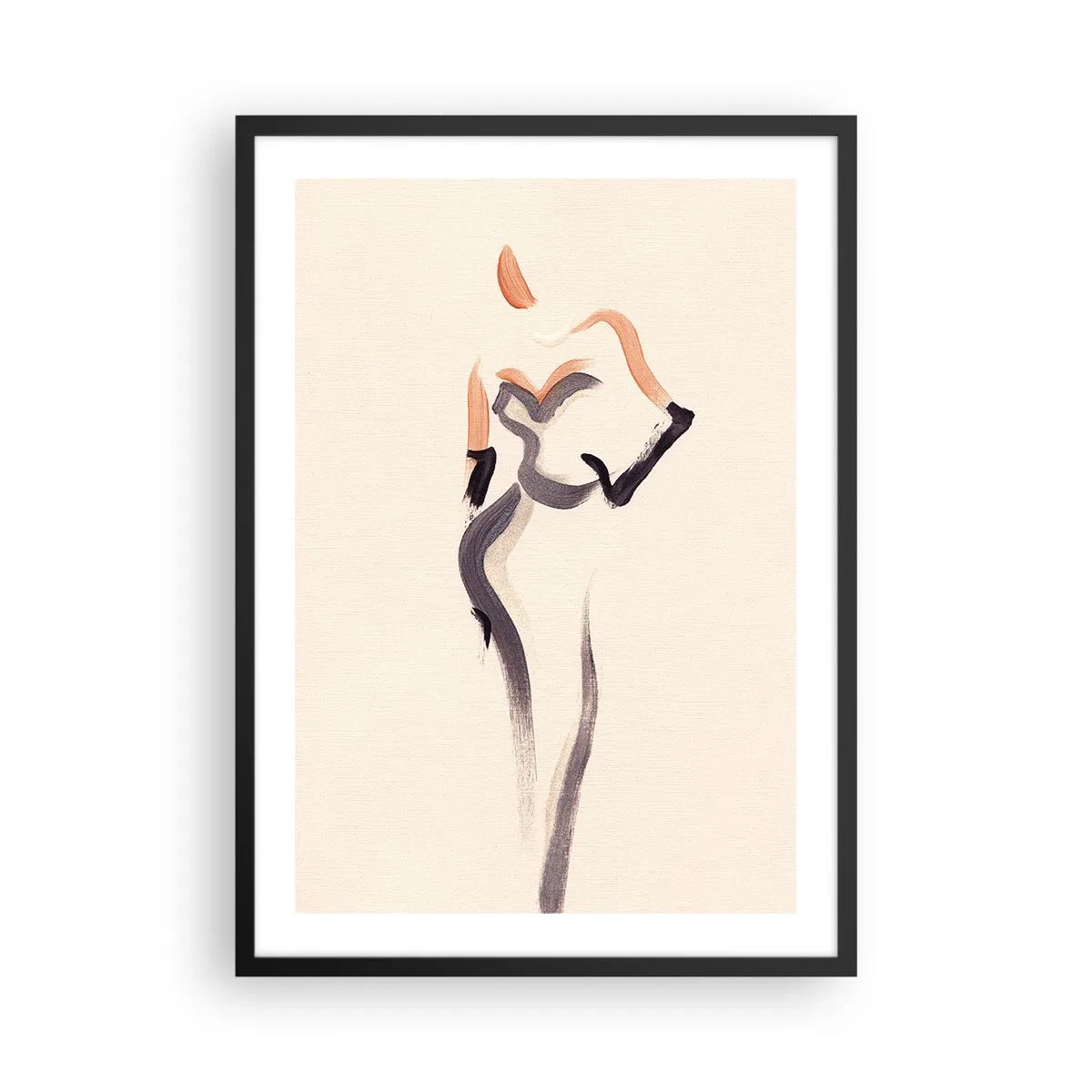 Plagát v čiernom ráme - Minimalistická ženská silueta - 50x70cm - Zo zlatých rokov Hollywoodu - Moderná nástenná dekorácia do obývacej izby a spálne ARTTOR