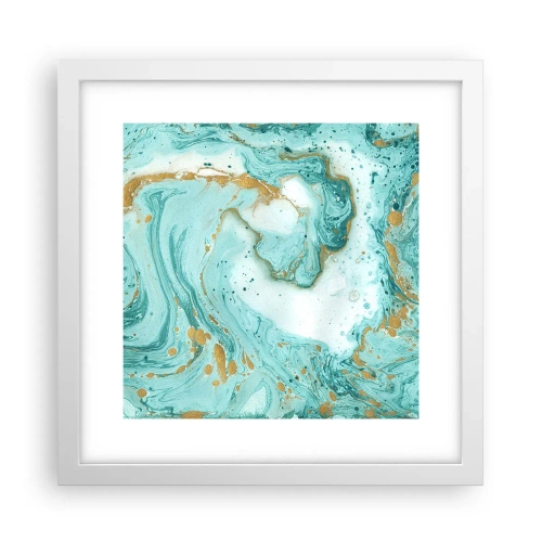 Plagát v bielom ráme - Pod veľkou vlnou z epochy Edo - 30x30 cm