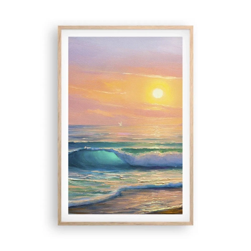 Plagát v ráme zo svetlého duba - Tyrkysová pieseň vĺn - 61x91 cm