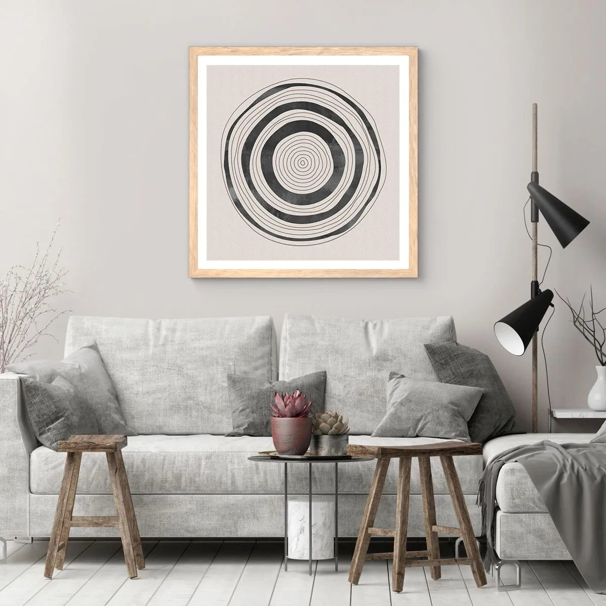 Plagát v ráme zo svetlého duba - Dôležité je to, čo je uprostred - 60x60 cm