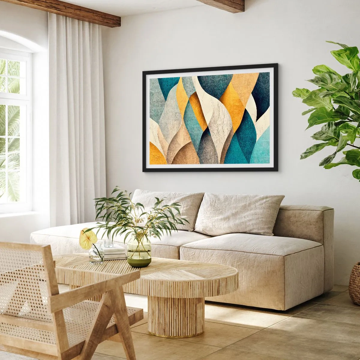 Plagát v čiernom ráme - Rytmus a vlnenie - 70x50 cm