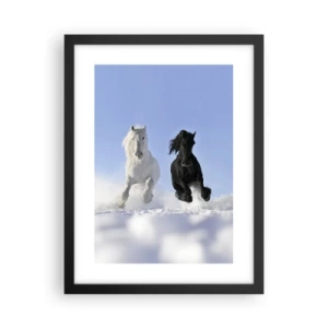 Plagát v čiernom ráme - Čierno-biely cval - 30x40 cm