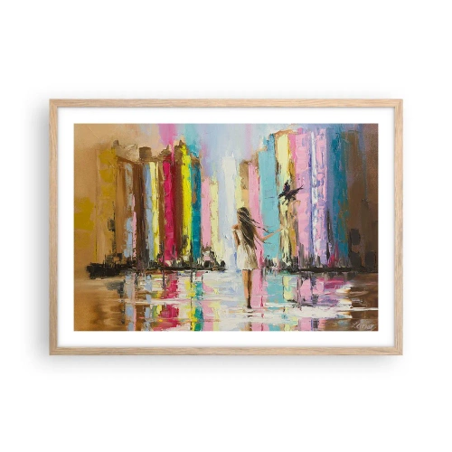 Plagát v ráme zo svetlého duba - Poď so mnou - 70x50 cm