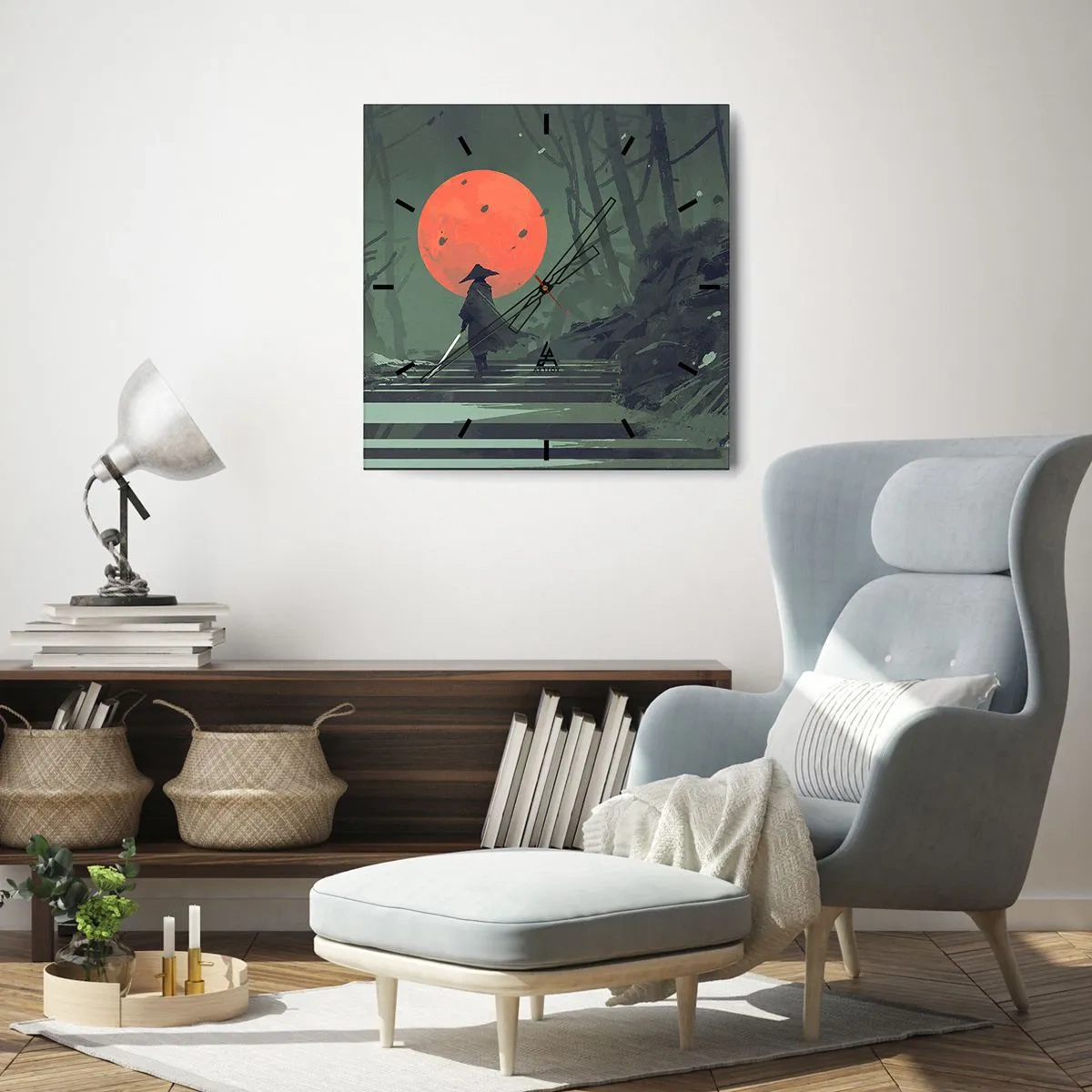 Nástenné hodiny - Bojovník červeného mesiaca - 40x40 cm