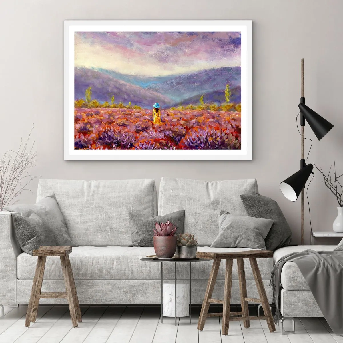 Plagát v bielom ráme - V levanduľovom svete - 50x40 cm