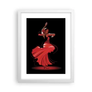 Plagát v bielom ráme - Horúca duša flamenco - 30x40 cm