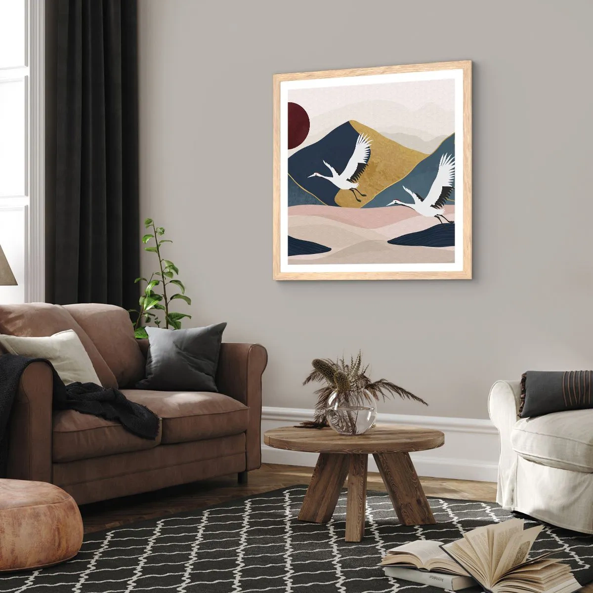 Plagát v ráme zo svetlého duba - Opäť ubehol ďalší deň - 40x40 cm