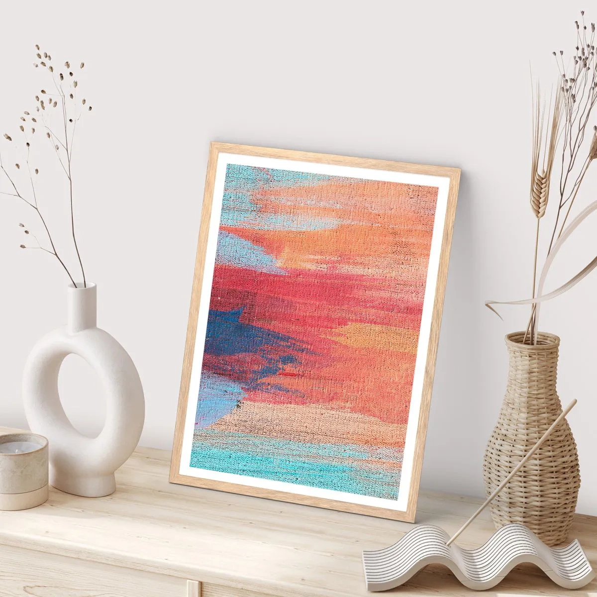 Plagát v ráme zo svetlého duba - Stekať dúhou - 61x91 cm