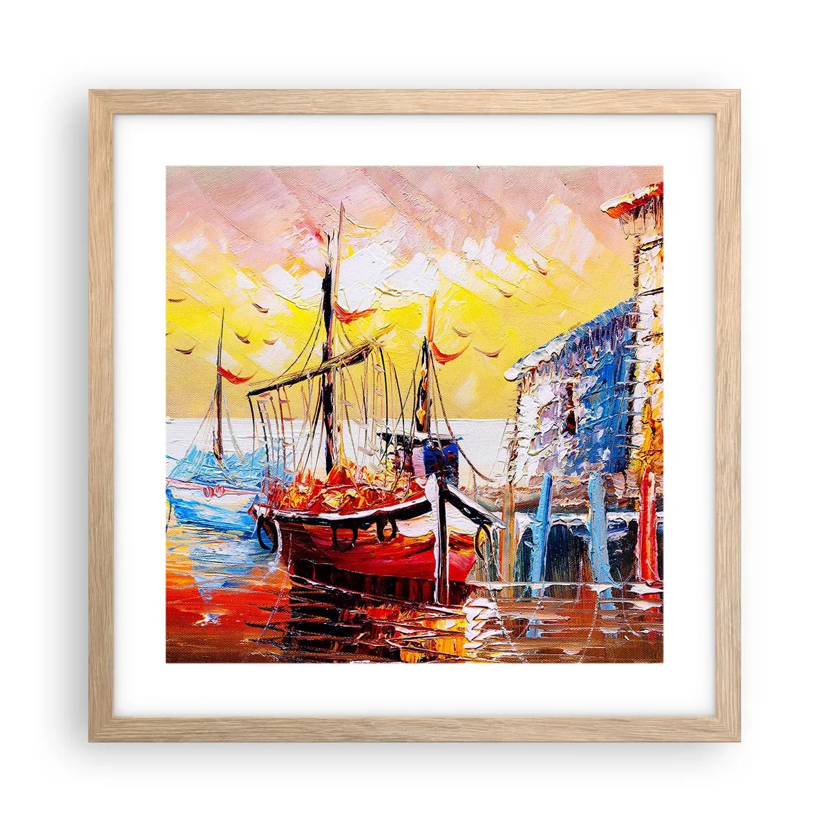 Plagát v ráme zo svetlého duba - Šťastný návrat - 40x40 cm