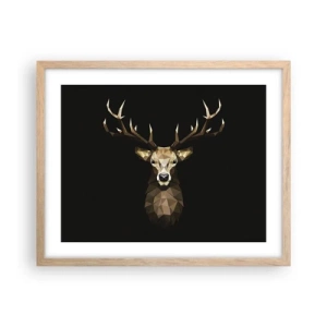 Plagát v ráme zo svetlého duba - Kubistický jeleň - 50x40 cm