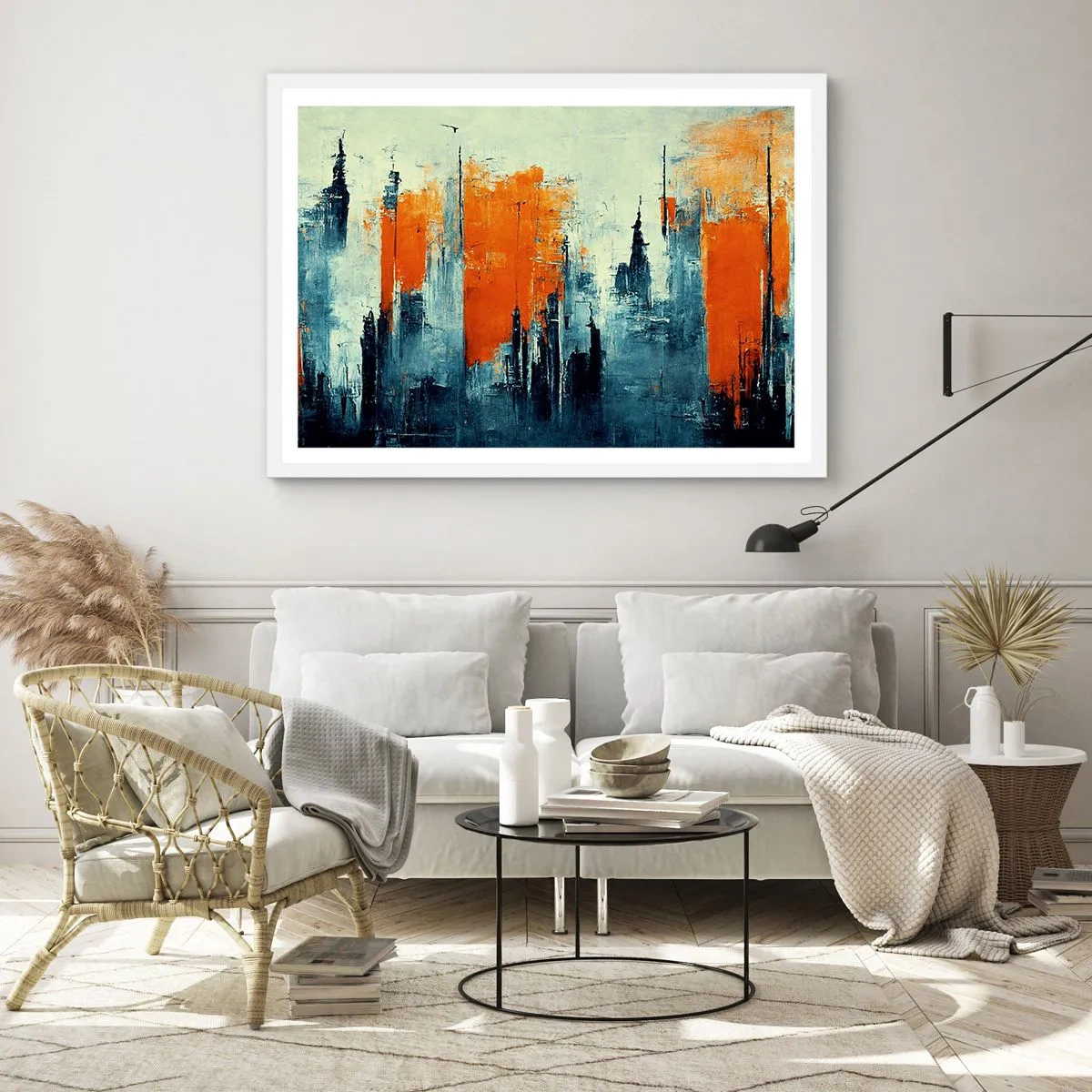 Plagát v bielom ráme - Moderná krajina - 70x50 cm