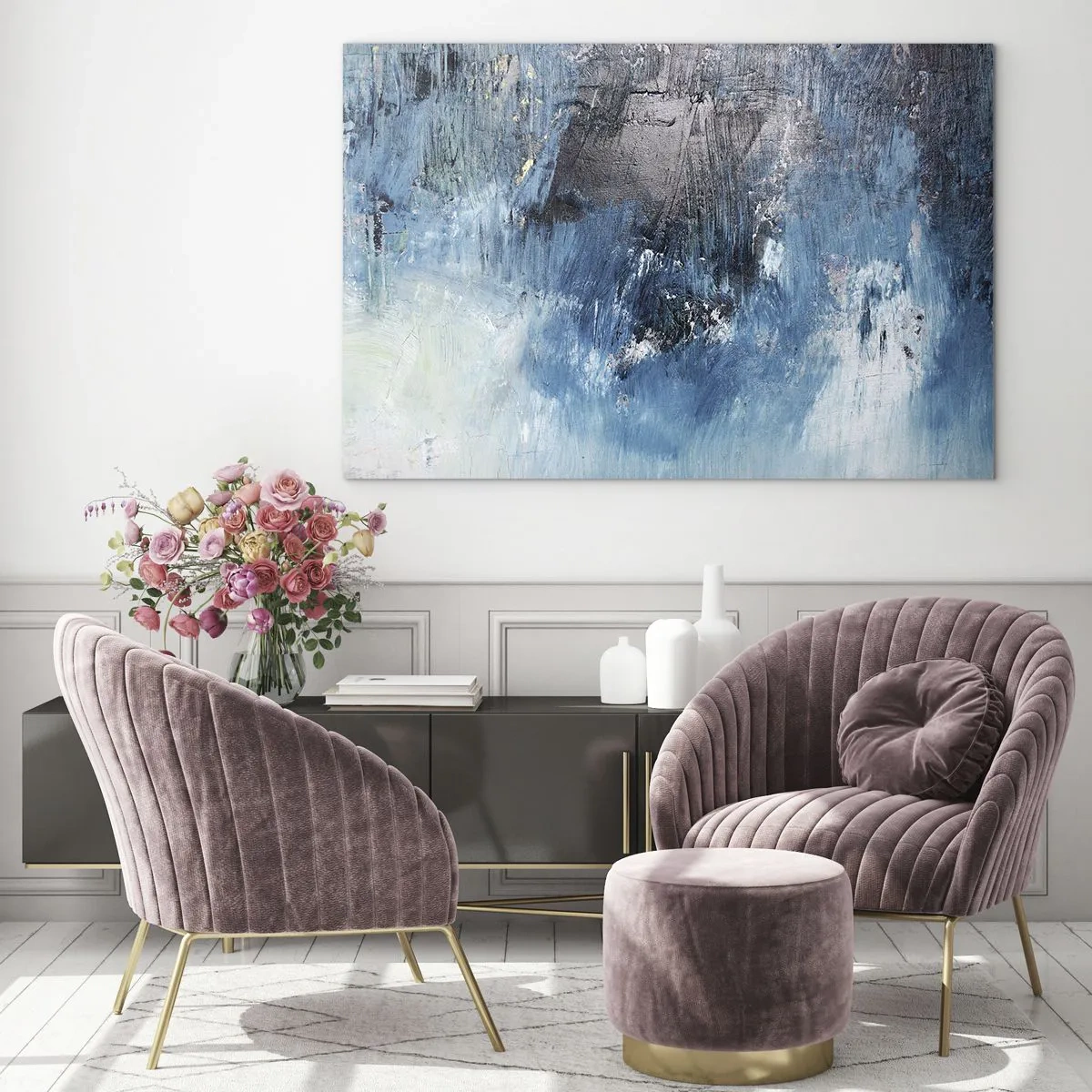 Obraz na skle - Rapsódia v modrom - 100x70 cm
