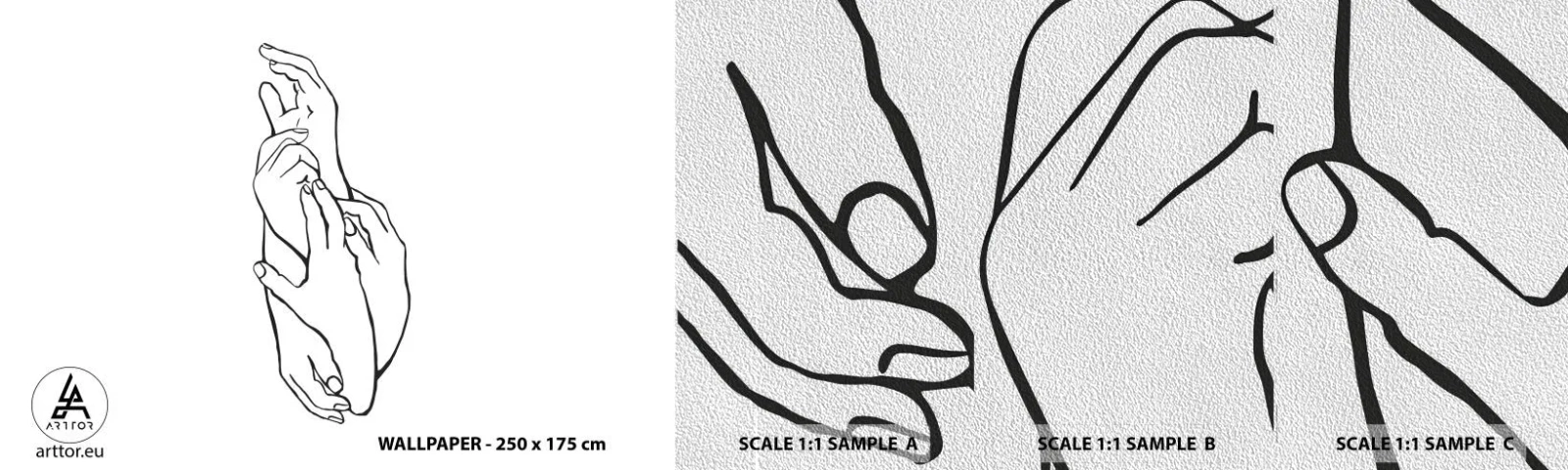 Vzorka fototapety Premium Sand - Dobrý dotyk - Ruky, Linka, Minimalizmus - 100x30 cm