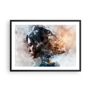 Plagát v čiernom ráme - Príbeh o dievčati s mestom v pozadí - 70x50 cm