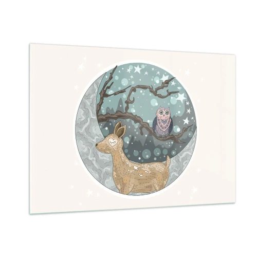 Obraz na skle - Rozprávková, lesná noc - 100x70 cm