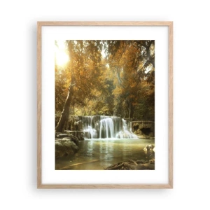 Plagát v ráme zo svetlého duba - Parkový vodopád - 40x50 cm