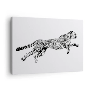 Obraz na plátne - Minimalistická grafika geparda v pohybe - 70x50cm - Najrýchlejší na Zemi - Moderná nástenná dekorácia do obývacej izby a spálne ARTTOR
