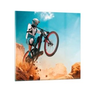 Obraz na skle - Cyklistický démon šialenstva - 30x30 cm