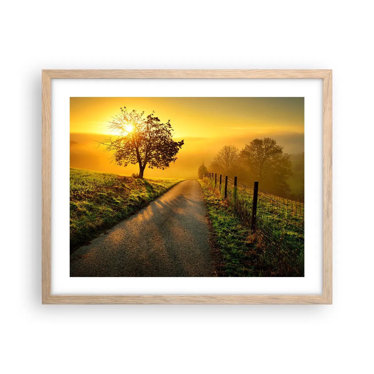 Plagát v ráme zo svetlého duba - Medové popoludnie - 50x40 cm