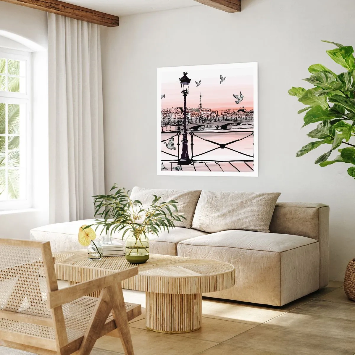 Plagát - Nad strechami Paríža - 40x40 cm