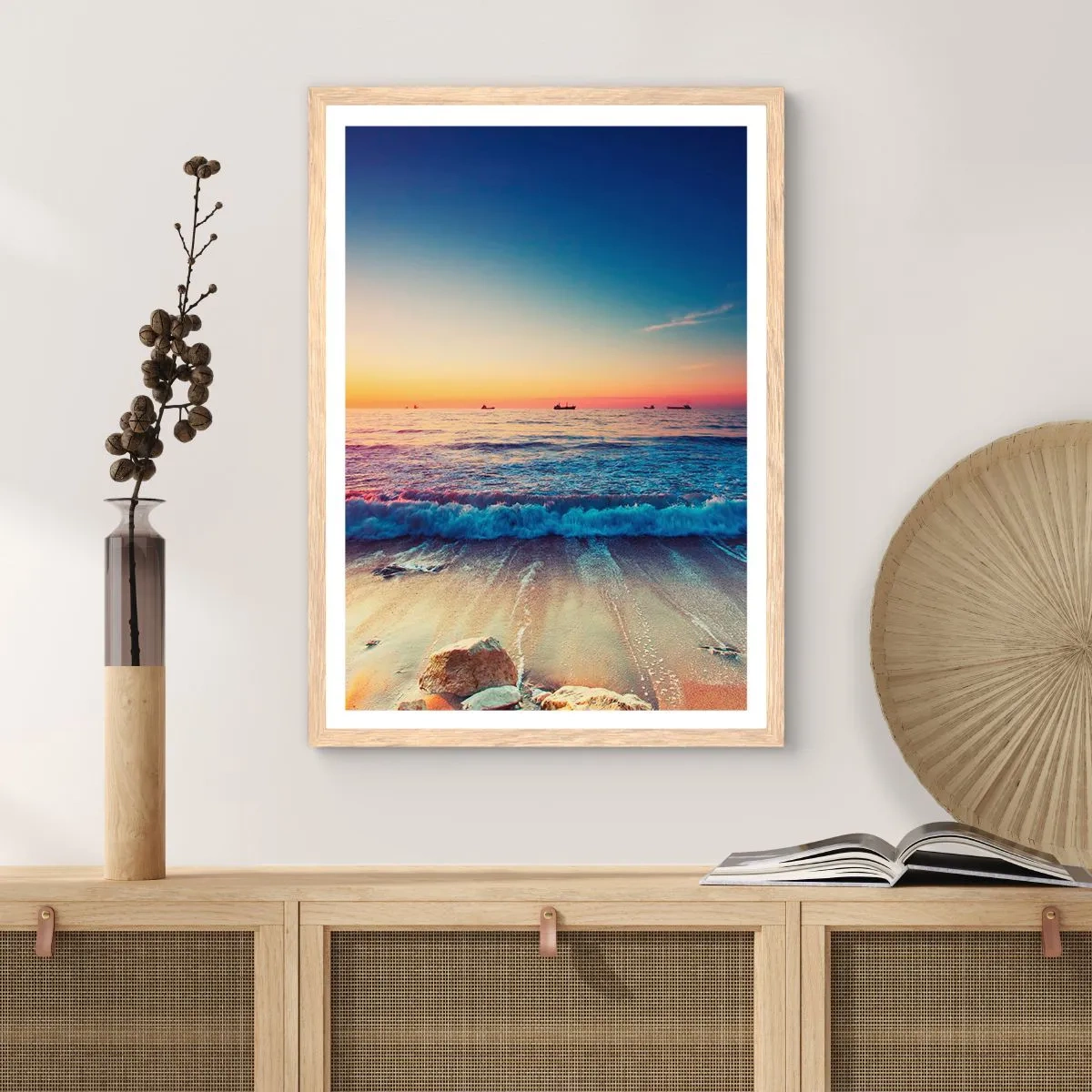 Plagát v ráme zo svetlého duba - Čo je za obzorom? - 50x70 cm