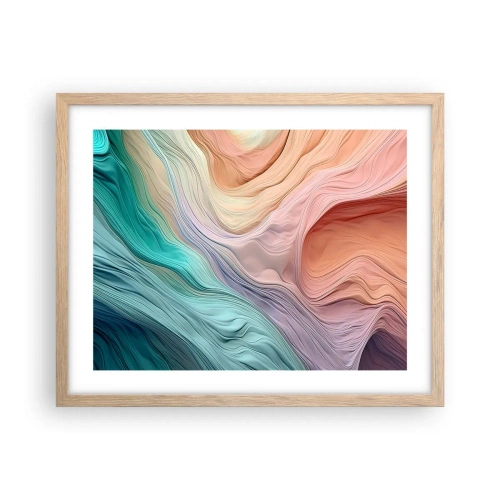 Plagát v ráme zo svetlého duba - Dúhová vlna - 50x40 cm