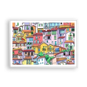 Plagát v bielom ráme - Veselé mesto - 100x70 cm