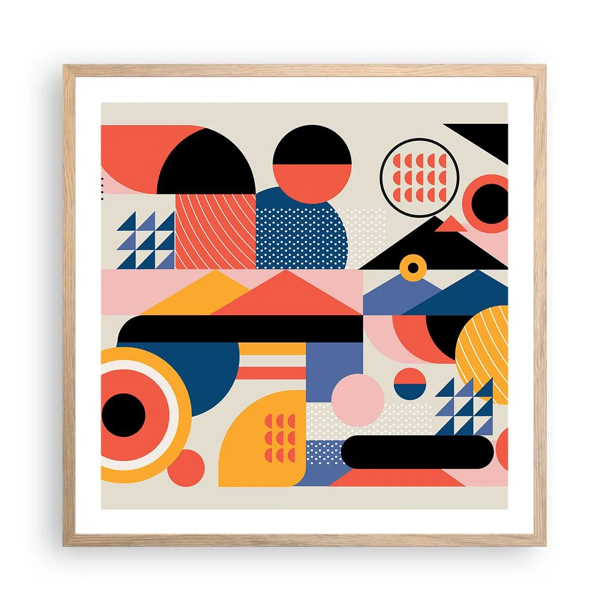 Plagát v ráme zo svetlého duba - Kompozícia: poďme sa hrať - 60x60 cm