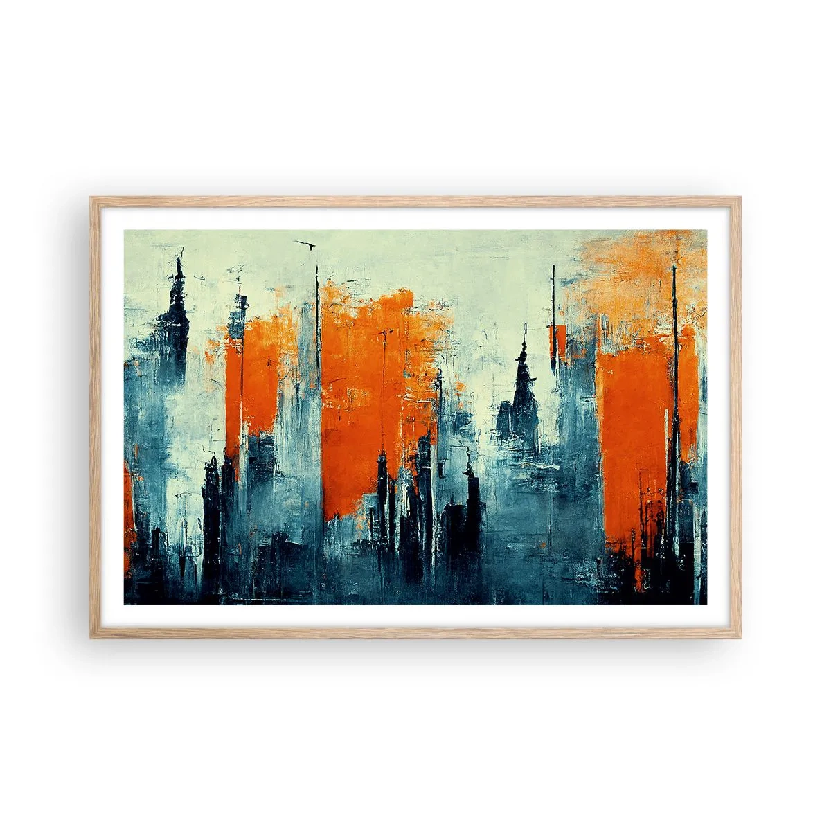 Plagát v ráme zo svetlého duba - Moderná krajina - 91x61 cm