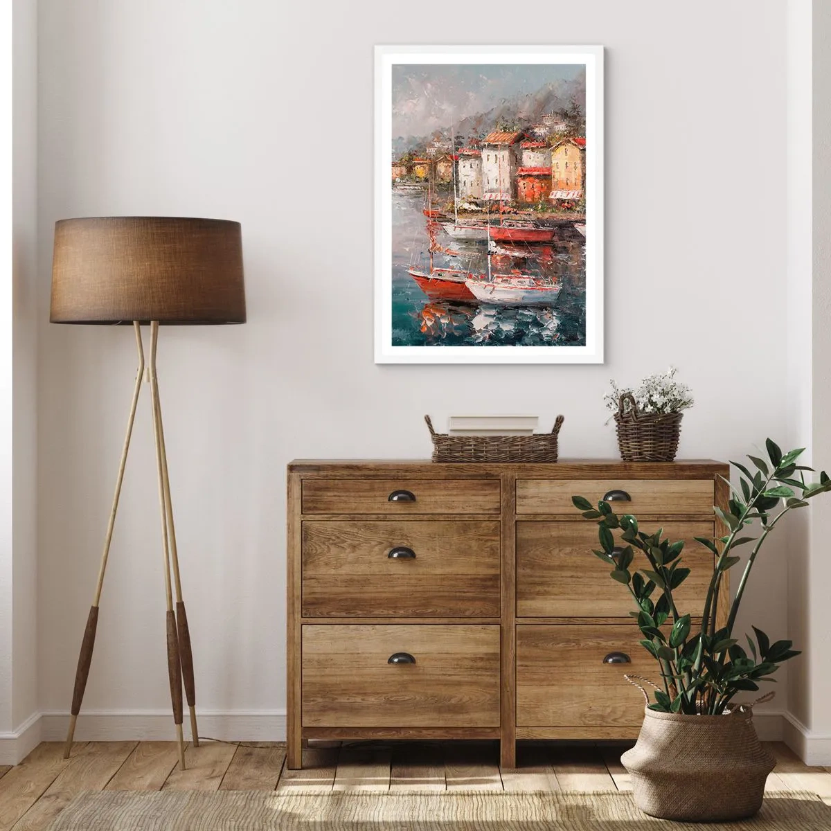 Plagát v bielom ráme - Romantický prístav - 30x40 cm