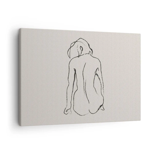 Obraz na plátne - Jemný náčrt dievčenskej siluety zozadu - 70x50cm - Dievčenský akt - Moderná nástenná dekorácia do obývacej izby a spálne ARTTOR