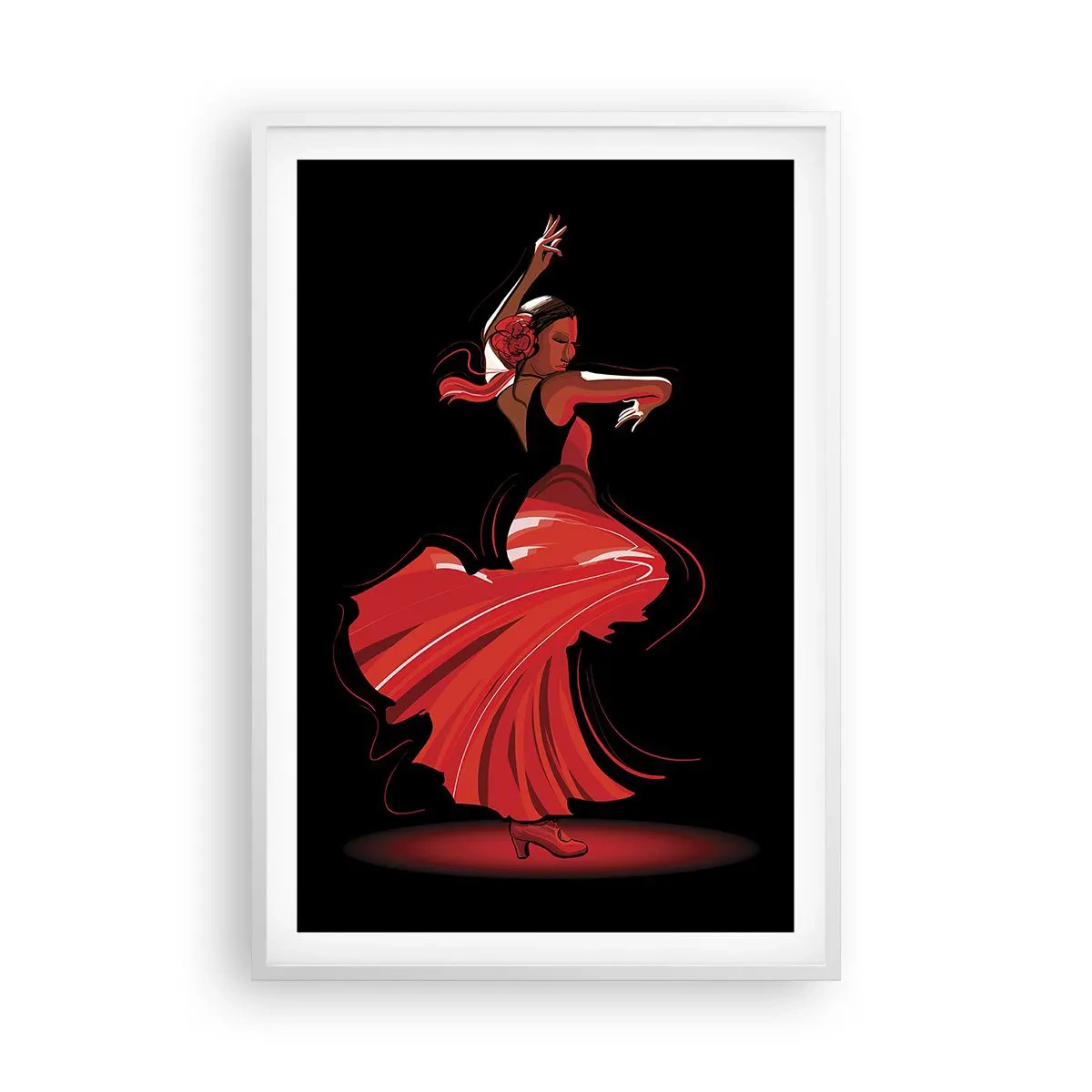 Plagát v bielom ráme - Horúca duša flamenco - 61x91 cm
